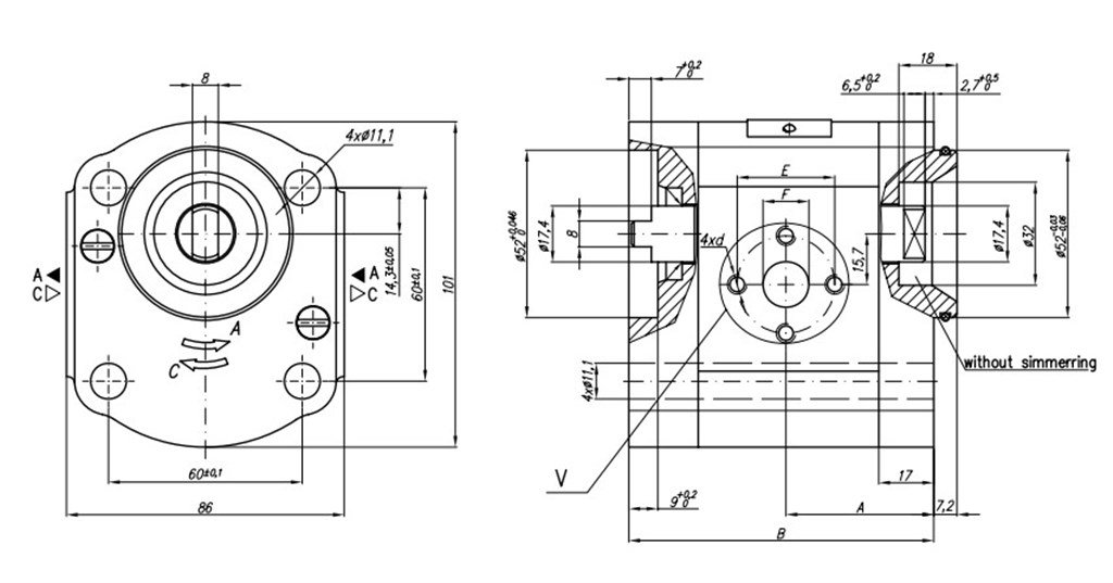 Grup 20-HX156 Hidrolik Dişli Pompa Sağ Dönüş - 28 cc/devir Grup 20-HX156 Hidrolik Dişli Pompa Sağ Dönüş - 28 cc/devir-4