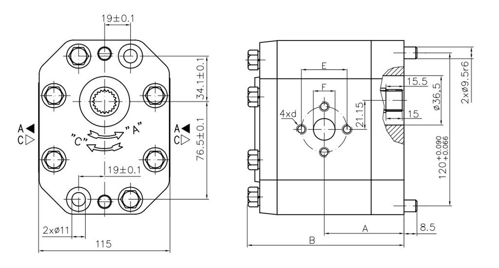 Grup 30-HX242 Hidrolik Dişli Pompa Sağ Dönüş - 42 cc/devir Grup 30-HX242 Hidrolik Dişli Pompa Sağ Dönüş - 42 cc/devir-3