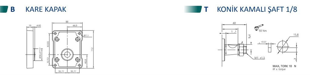 F1PN Serisi Hidrolik Dişli Pompa Sol Dönüş - 9,50 cm³/dev F1PN Serisi Hidrolik Dişli Pompa Sol Dönüş - 9,50 cm³/dev-3