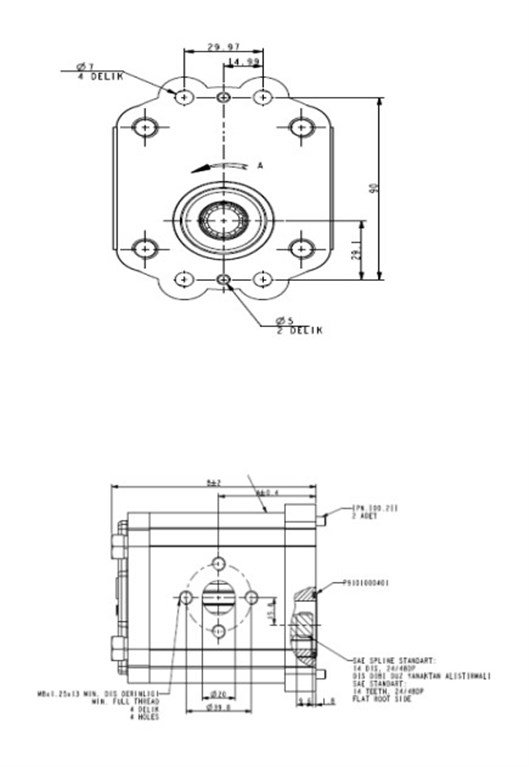 R1PN-AB12 Serisi Hidrolik Dişli Pompa Sol Dönüş - 6,1 cm³/dev R1PN-AB12 Serisi Hidrolik Dişli Pompa Sol Dönüş - 6,1 cm³/dev-3
