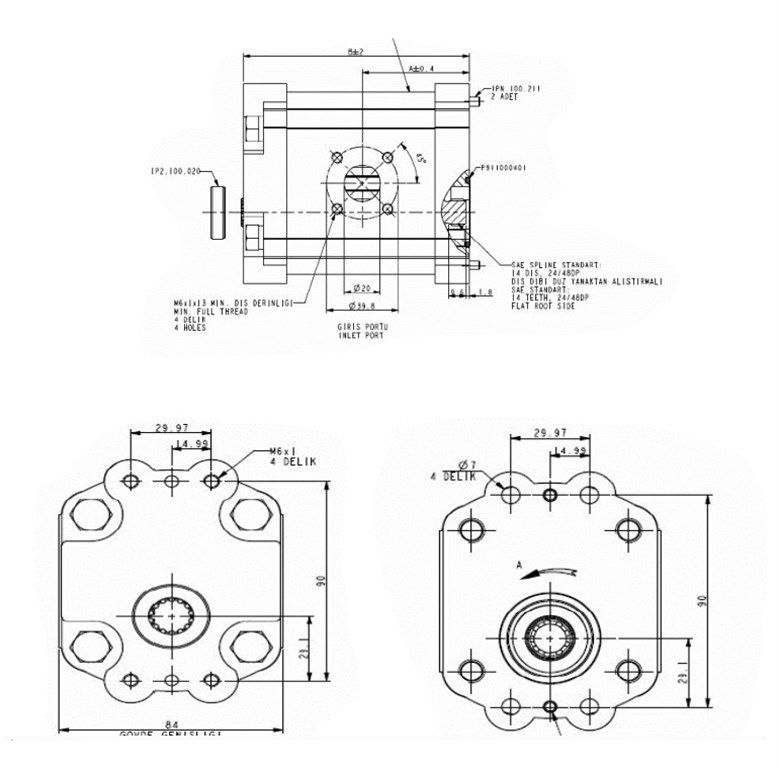 T1PN-CX3 Serisi Hidrolik Dişli Pompa Sağ Dönüş- 28,1 cm³/dev-3