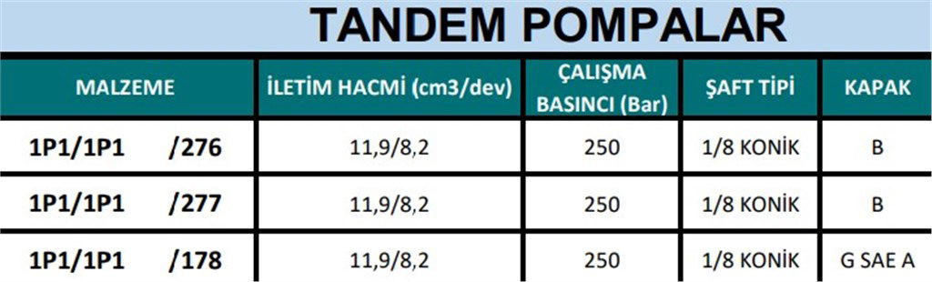 1P1/1P1/178 Hidrolik Tandem Dişli Pompa 11,90 - 8,20 cm³/dev-2