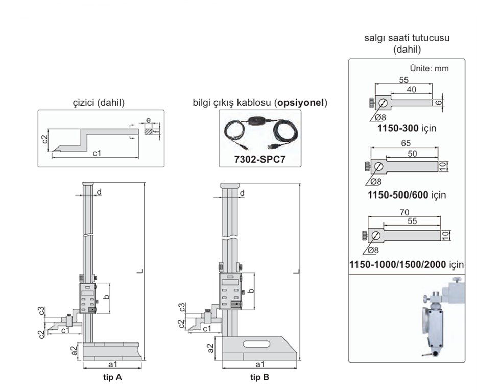 INSIZE DİJİTAL YÜKSEKLİK MİHNEGİRİ 0-500mm-1