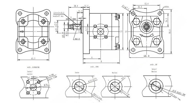Grup 1-A084X Hidrolik Dişli Pompa Sol Dönüş - 3,81 cc/devir Grup 1-A084X Hidrolik Dişli Pompa Sol Dönüş - 3,81 cc/devir-3