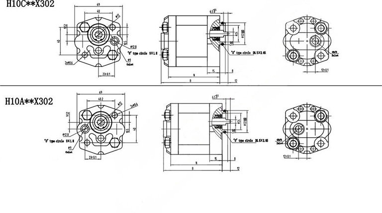 Grup 10-HX302 Hidrolik Dişli Pompa Sol Dönüş - 2,1 cc/devir Grup 10-HX302 Hidrolik Dişli Pompa Sol Dönüş - 2,1 cc/devir-3