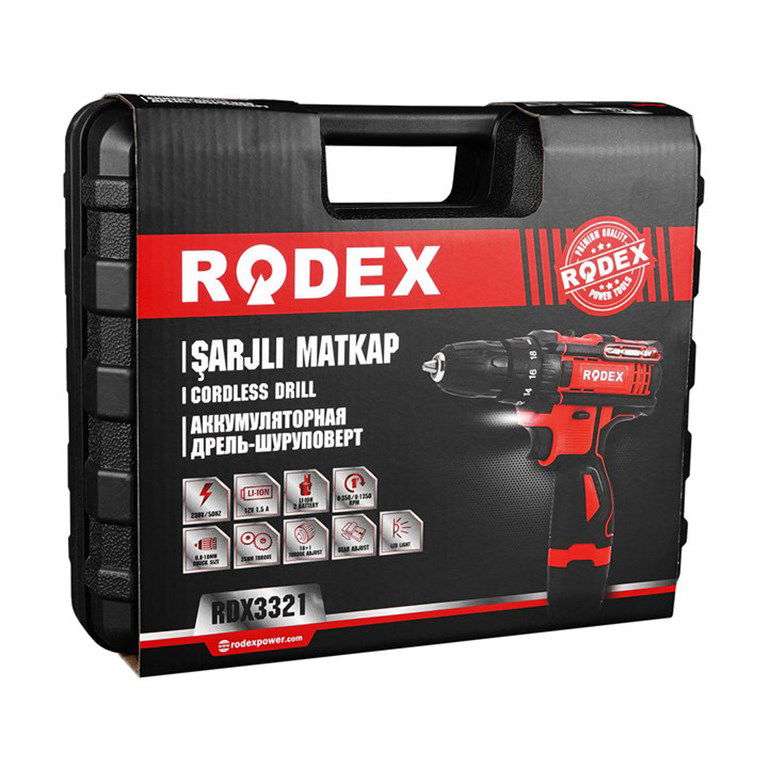 RODEX RDX3321 ŞARJLI ÇİFT AKÜLÜ MATKAP TEK AKÜLÜ VİDALAMA-1