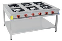 Himaksan Gazlı ve Lpg'li 6'lı Taban Raflı Paslanmaz Ocak 150x100x85 Cm