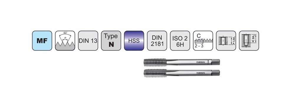 Narex M32 x 1.5 El Kılavuz Takımı DIN2181 Hss-2