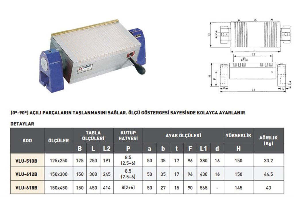 VERTEX 150 x 300 mm Döner Manyetik Tabla-2
