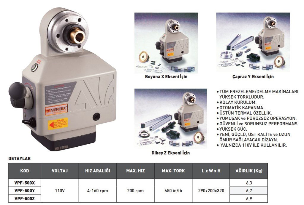 VERTEX VPF-500Y Eksenli Tabla Hareket Motoru-2