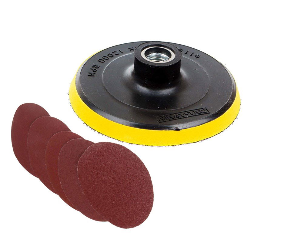 BAY-TEC 115 mm Cırtlı Zımpara Diski (6 Adet Yedek Zımpara ile Birlikte)-1