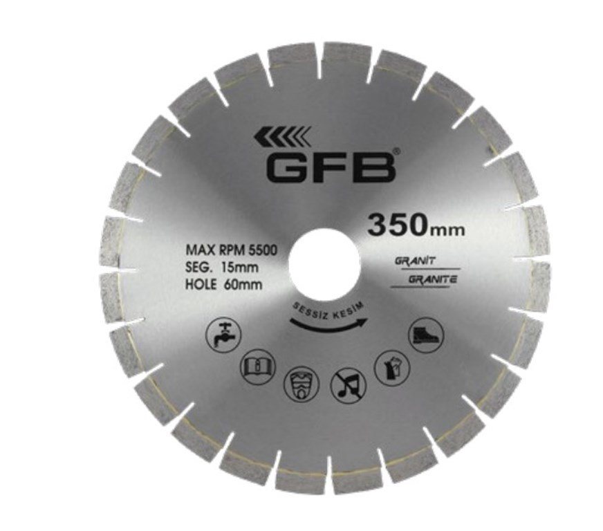 GFB 400 x 60 mm Lazer Kaynaklı Granit Kesme Testere (Sessiz Kesim)-1