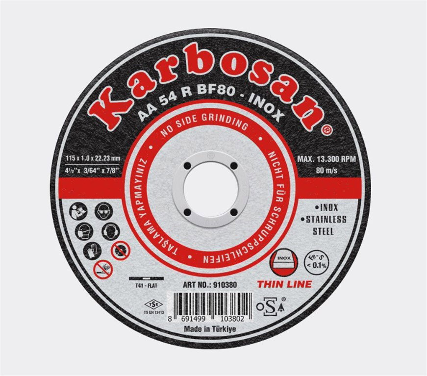 KARBOSAN 115 x 1.6 x 22.23 mm Paslanmaz Çelik (INOX) Kesme Diski-1