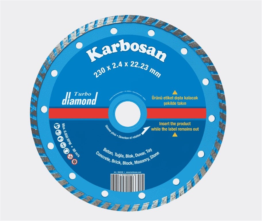 KARBOSAN Normal Tip 230 x 2.4 x 22.23 mm Yapı Malzemeleri Turbo Elmas Kesici-1
