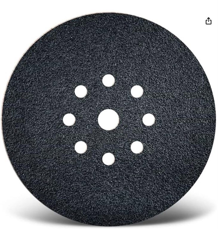 KARBOSAN 9 Delikli 150 mm 40 Kum Silisyum Karbür F Cırtlı Kağıt Disk-1
