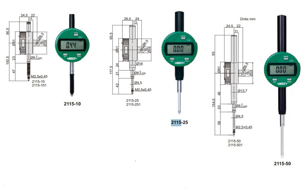 İNSİZE 25,4 mm / 1" Dijital Su Geçirmez Komparatör Saati-1