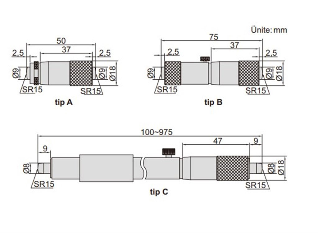 İNSİZE 75-100 mm Boru Tip İç Çap Mikrometresi-2