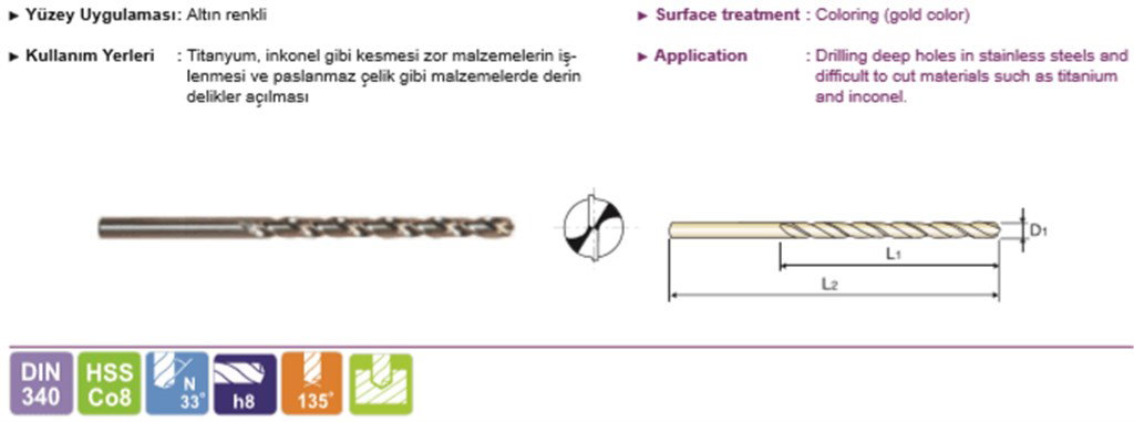 PRO-X PMA-8099 Uzun Matkap Ucu (DIN340 / HSS Co8)-2